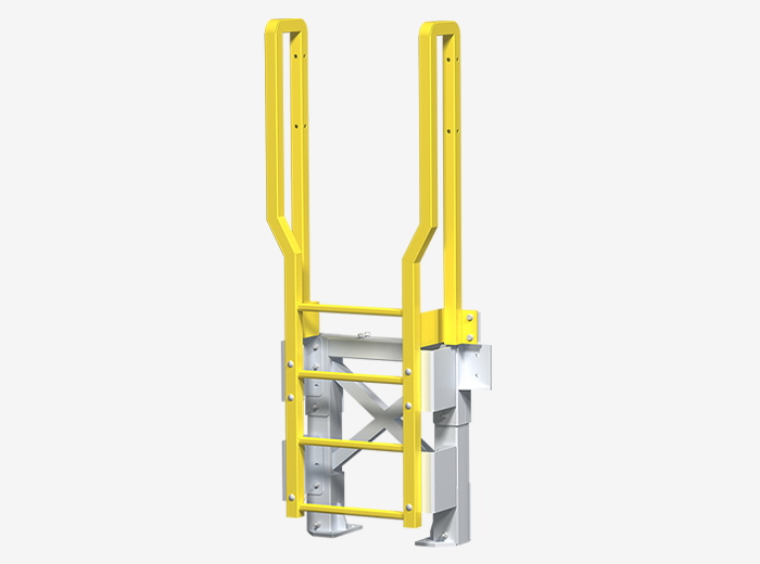 Ladder unit for safe access in a warehouse, industrial facility, or construction site.