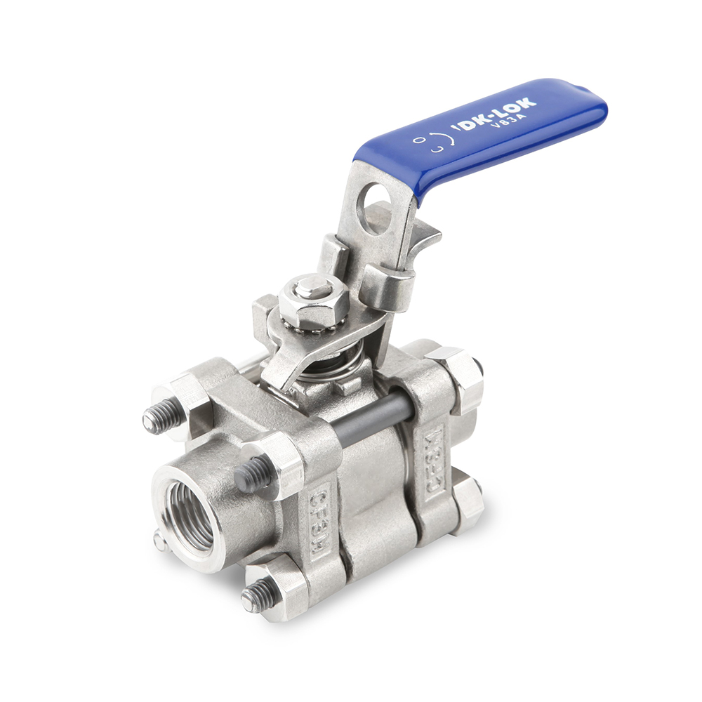 A DK Lok flow control valve for industrial applications.