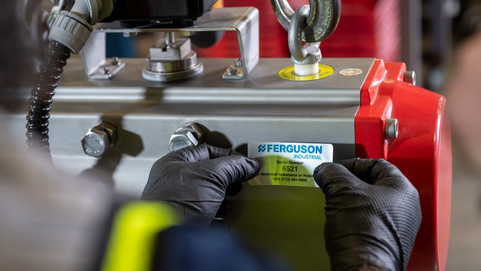 Ferguson associate labeling flow control equipment with traceability documentation.