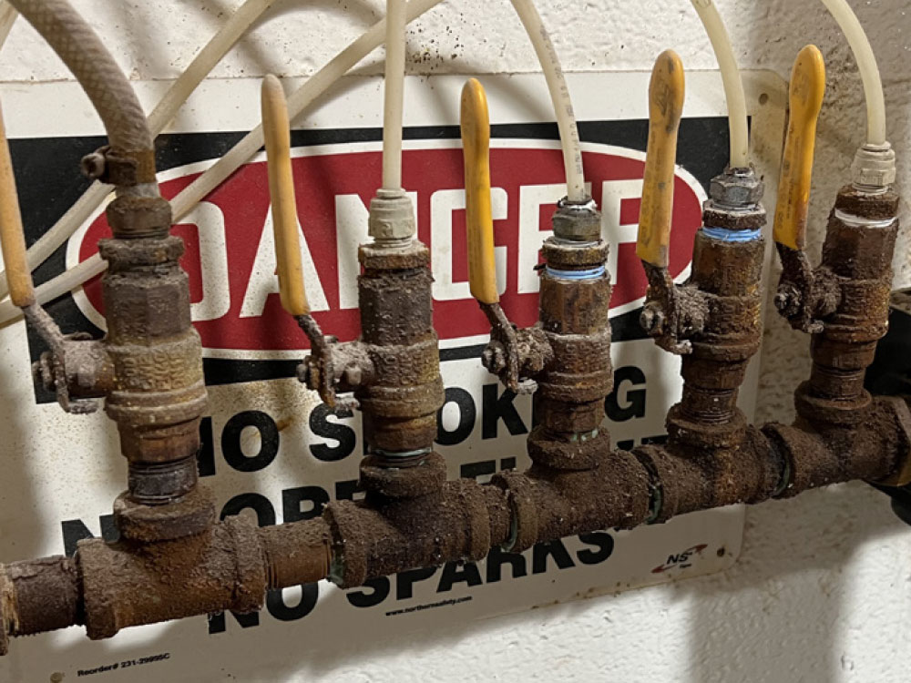 industrial valves attached to a Compressed Air Piping System