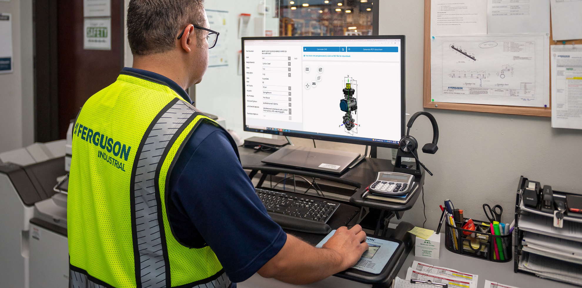 A Ferguson Industrial expert using the Valve Configurator to create an automation package