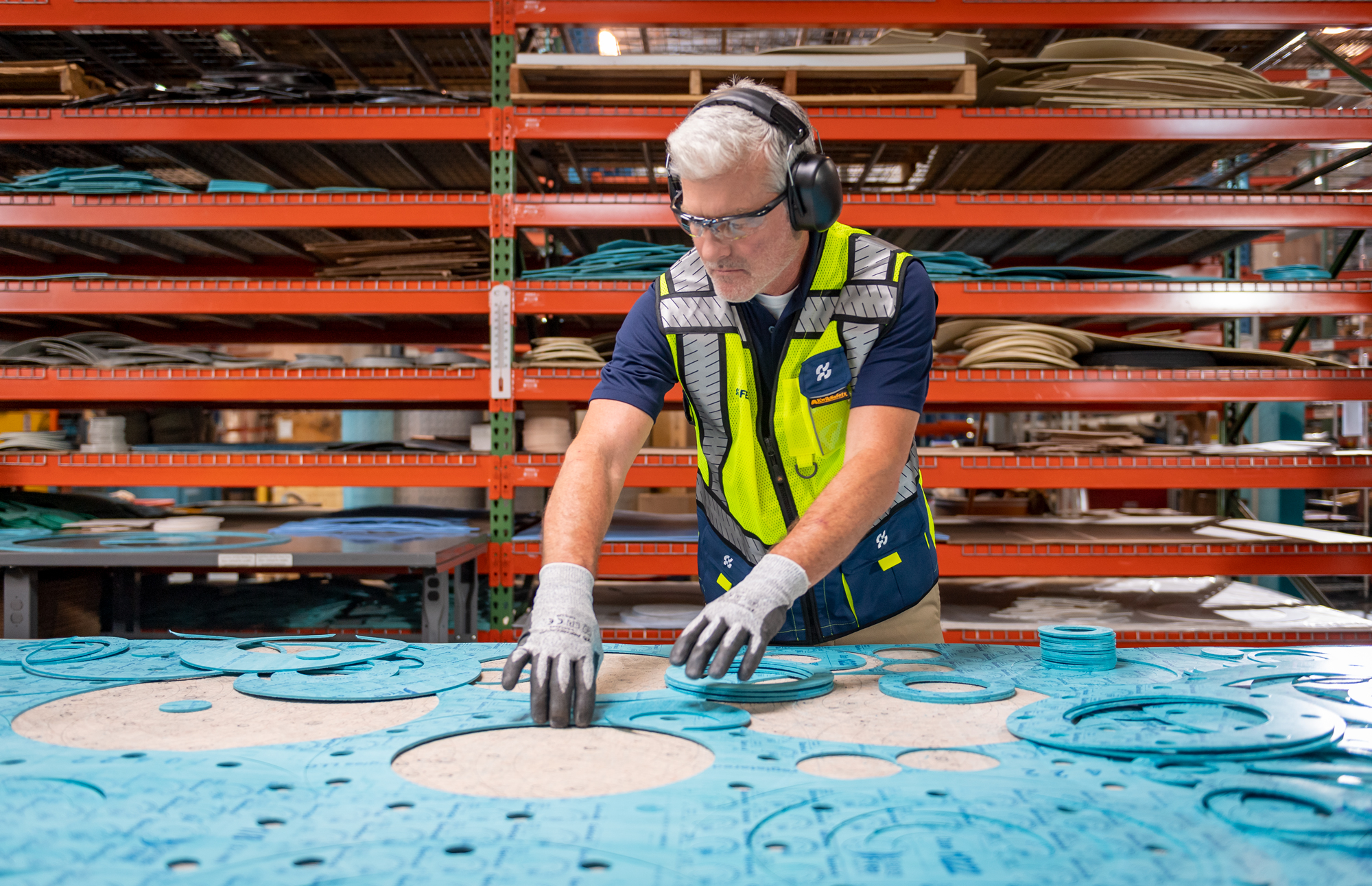 Ferguson Industrial representative working with industrial gaskets.