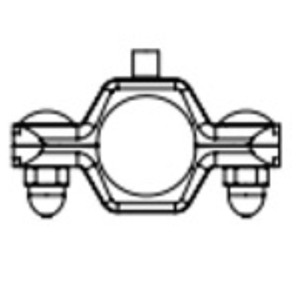 Hygienic process hex hanger for suspending sanitary pipe systems above equipment.